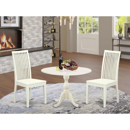 East West Furniture 3 Piece Dublin Dinette Set - Linen White DMIP3-LWH-W